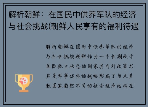 解析朝鲜：在国民中供养军队的经济与社会挑战(朝鲜人民享有的福利待遇)